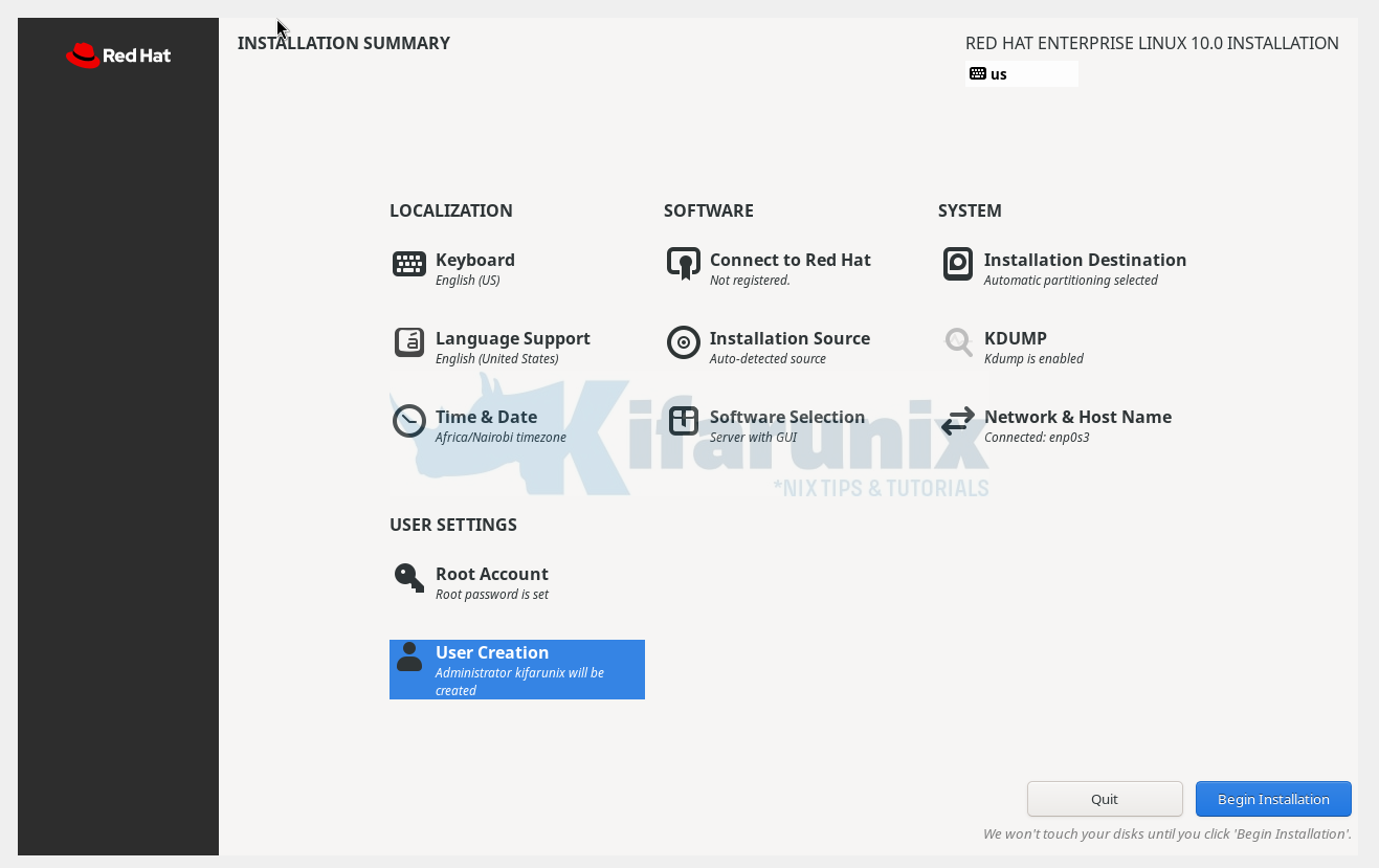 How to Install RHEL 10 on VirtualBox 7 begin rhel 10 installation