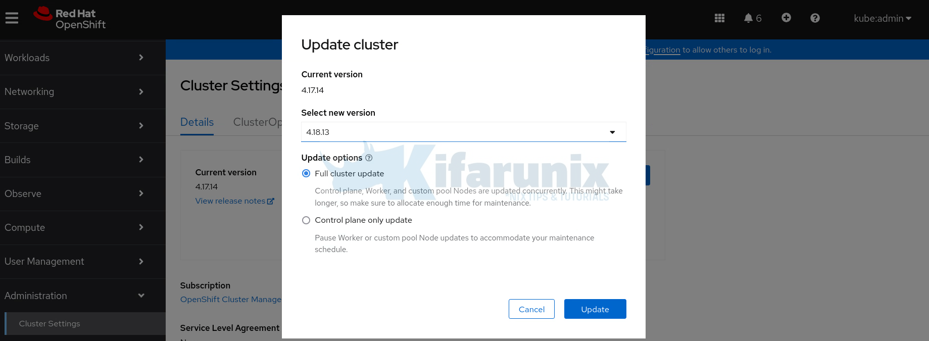upgrade openshift 4.17 to 4.18