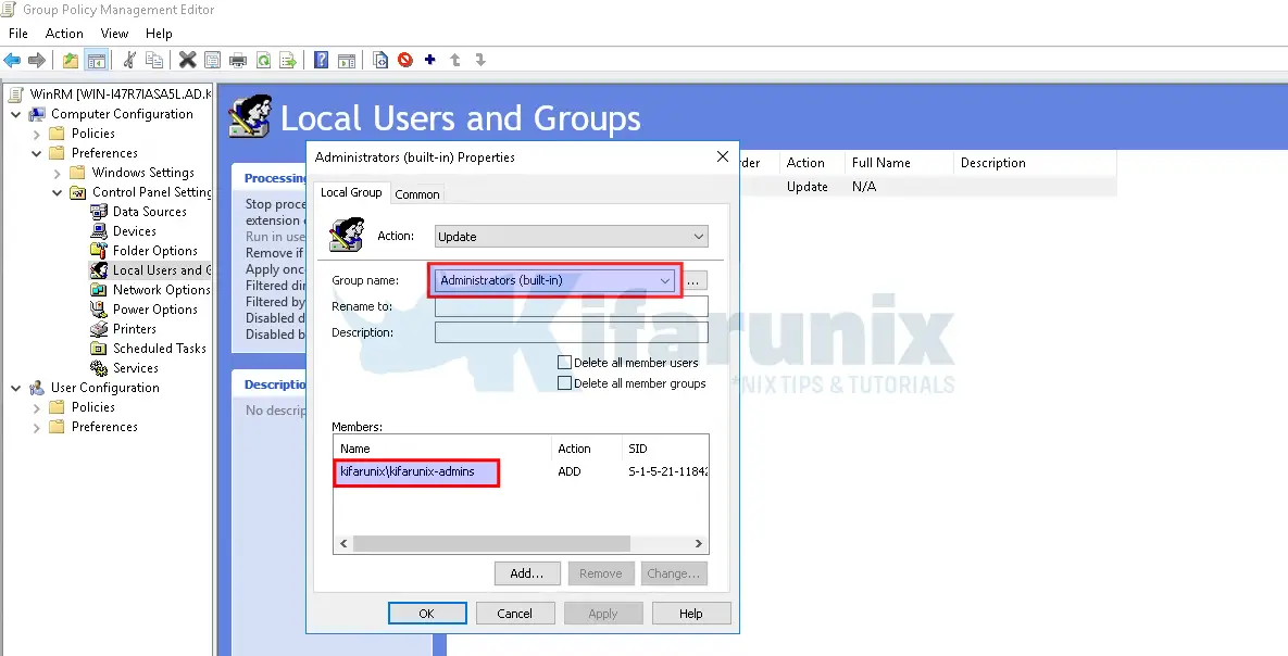 ad account added to local administrator group via GPO