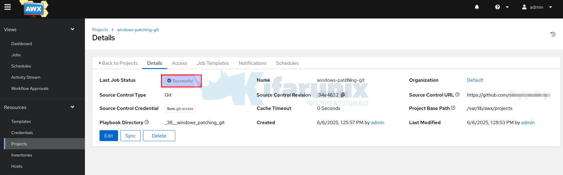 ansible awx git repository project