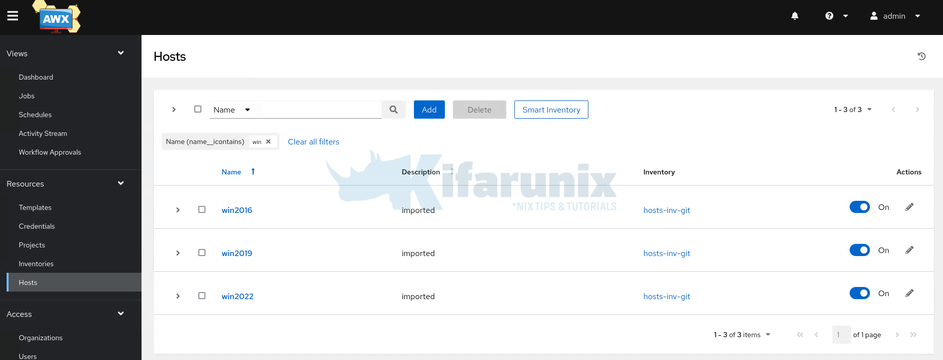 ansible awx hosts