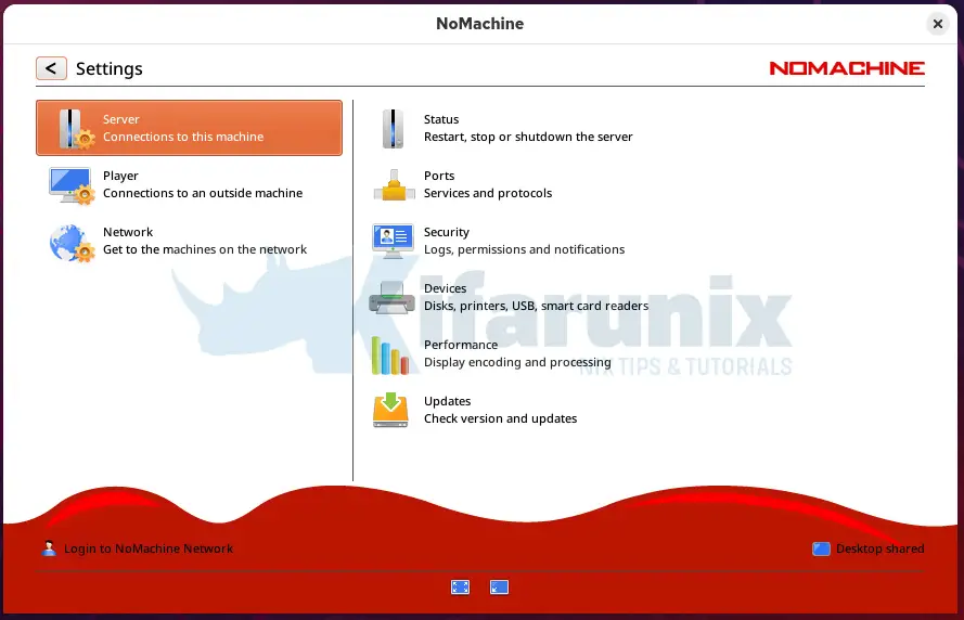 Install NoMachine on AlmaLinux 10 2 nomachine server settings
