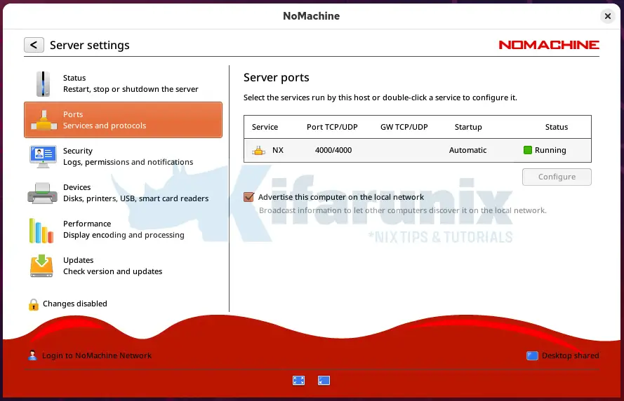 Install NoMachine on Rocky Linux 10 3 nx pors settings
