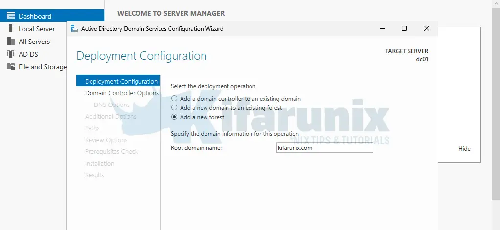 add new forest root domain
