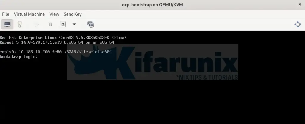 booted bootstrap node ocp upi