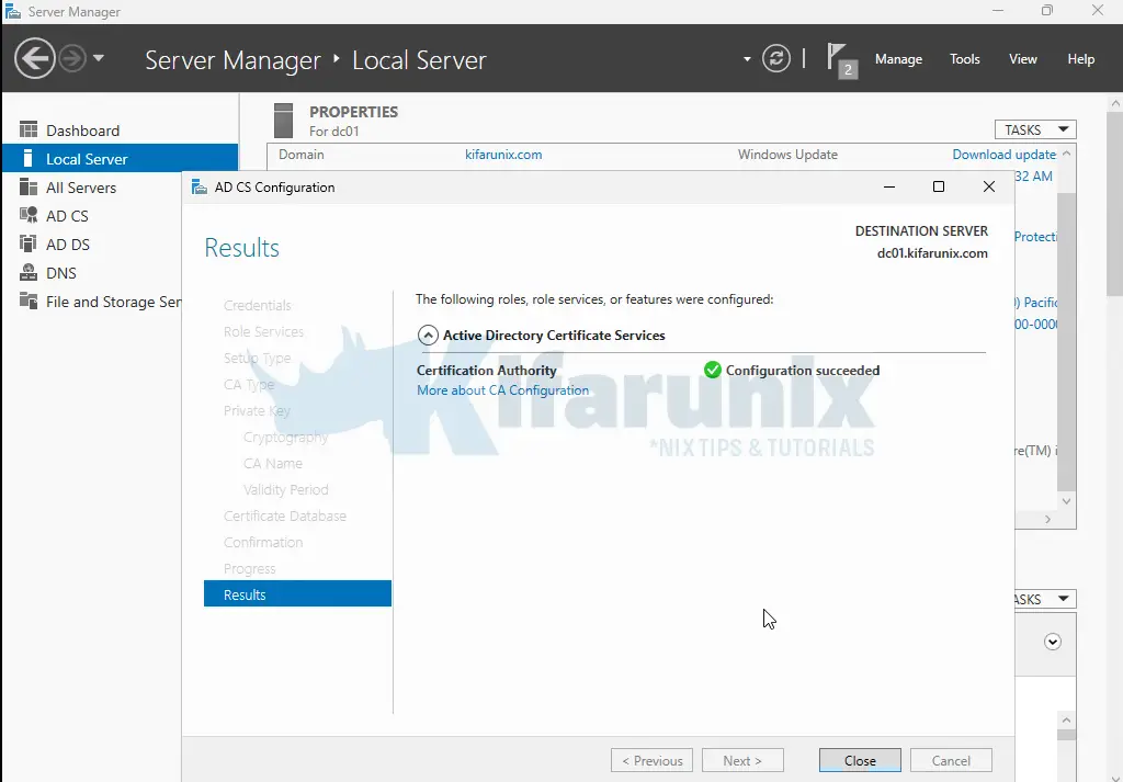 configure AD CS Certificate Authority