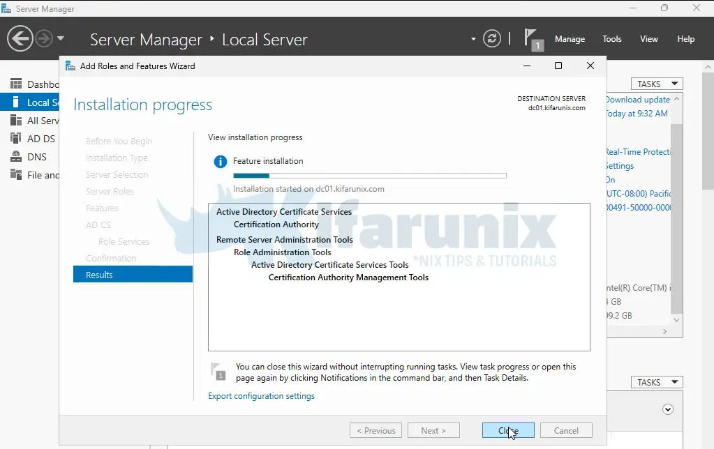 install AD CS server role