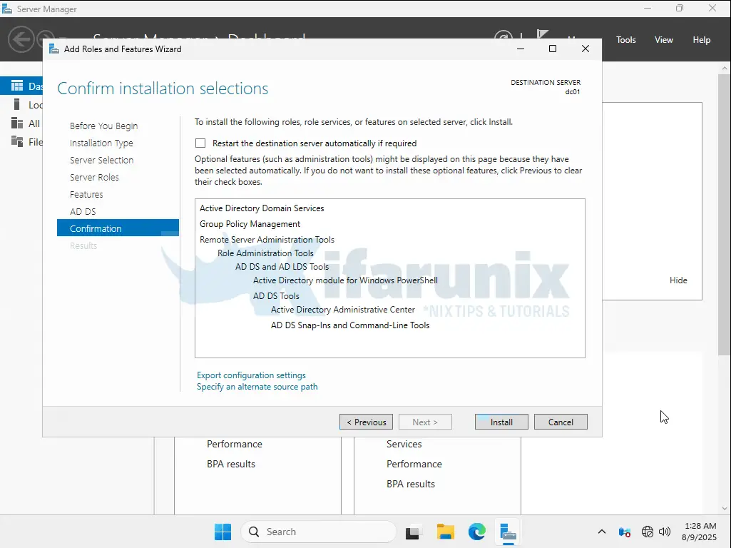 install ad ds services on windows server 2025