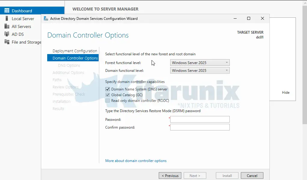 set domain controller options