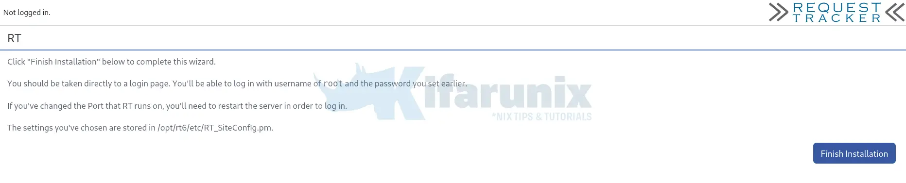 Install Request Tracker (RT) with MariaDB on CentOS 8 7 finish rt setup