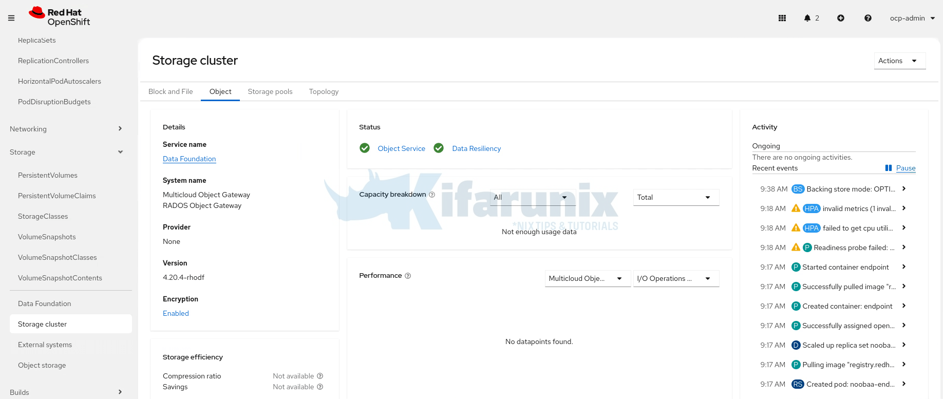 openshift odf object mcg