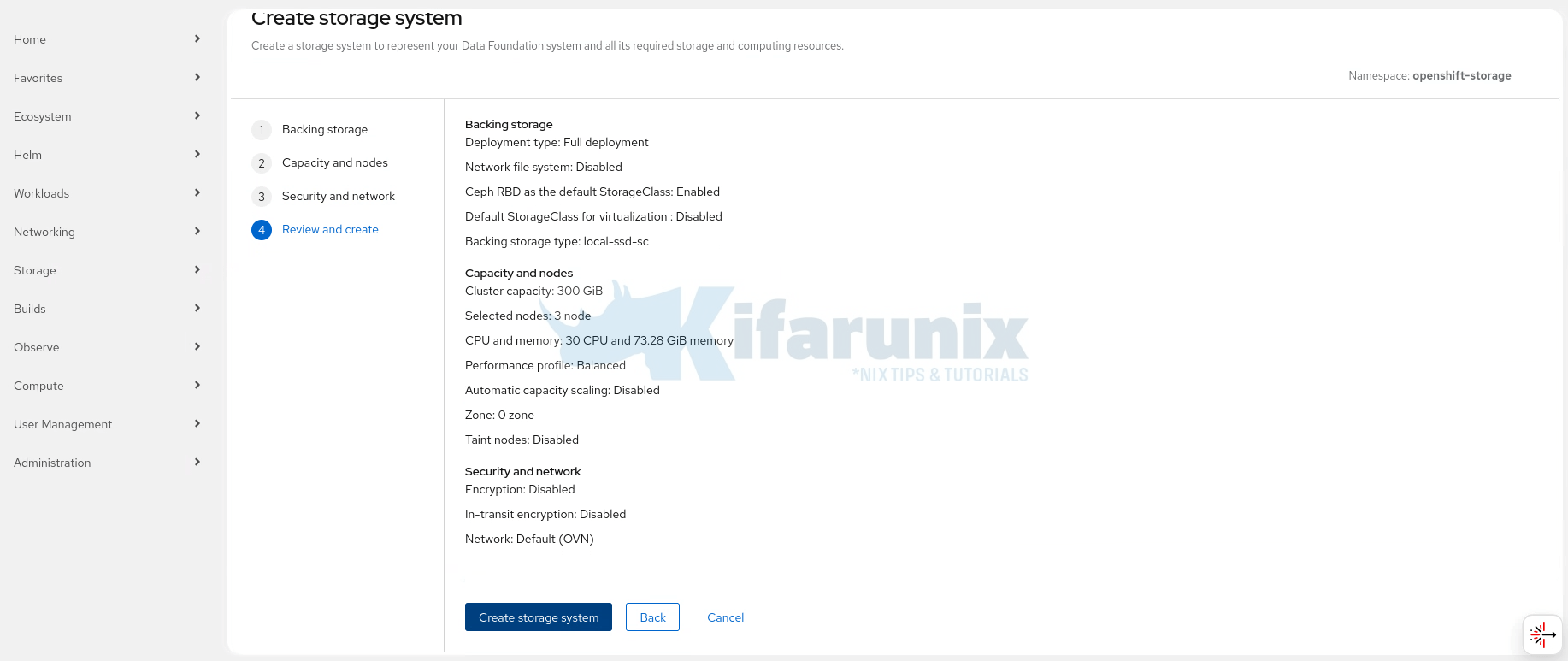 review storage systemc configuration options