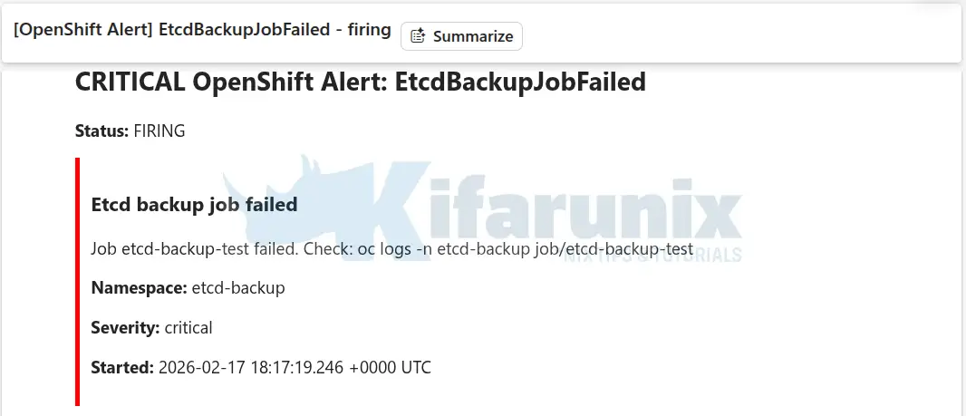 Backup and Restore etcd in OpenShift 4 with Automated Scheduling & S3 Storage Integration 4 failed etcd backup alert