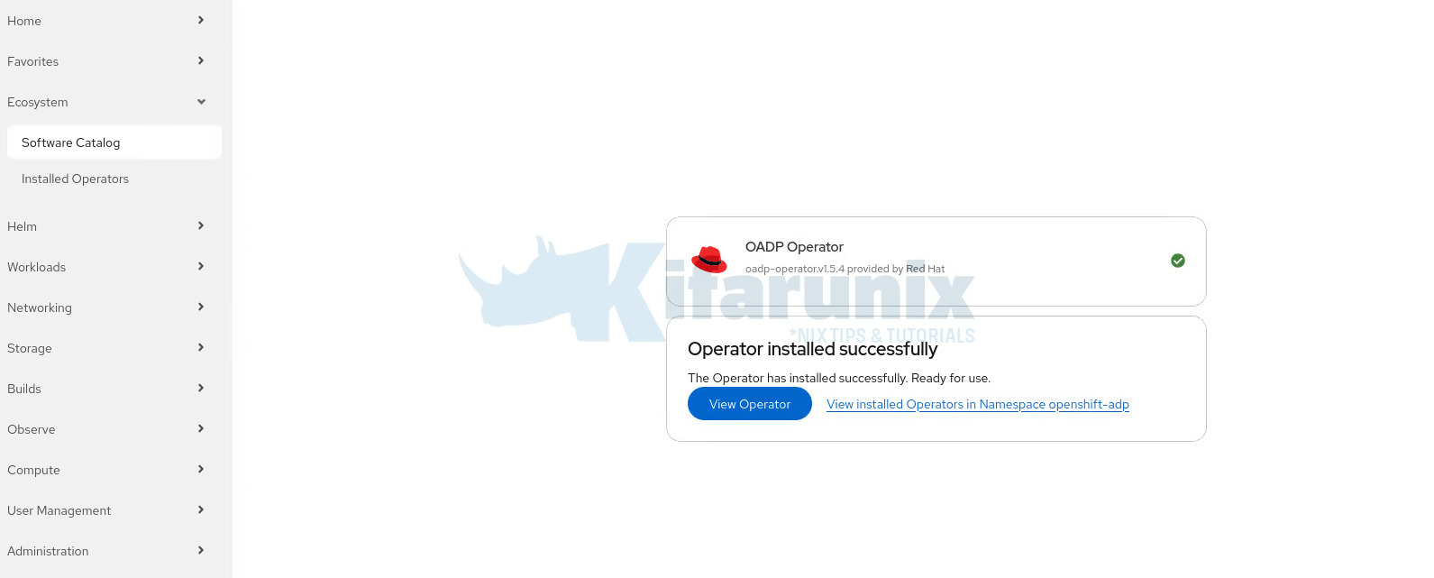 oadp operator installed successfully