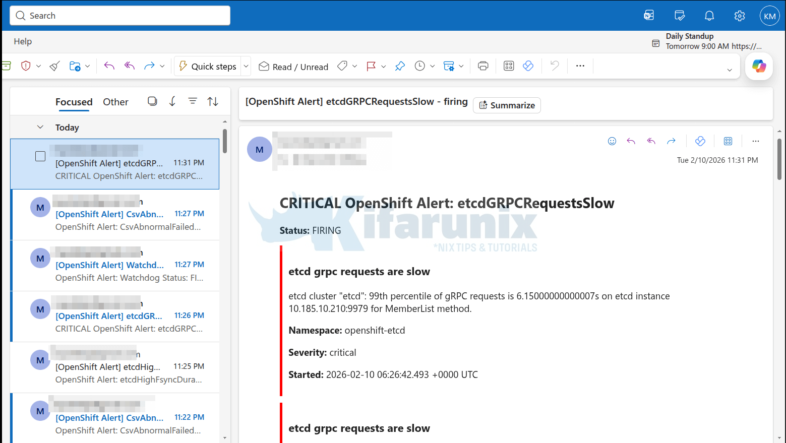 openshift alerts to email address