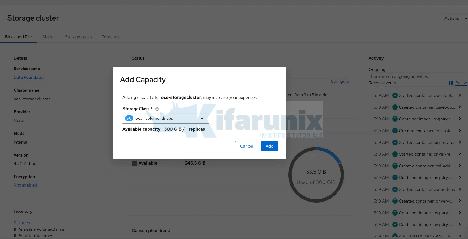 add capacity lso provisioned pv