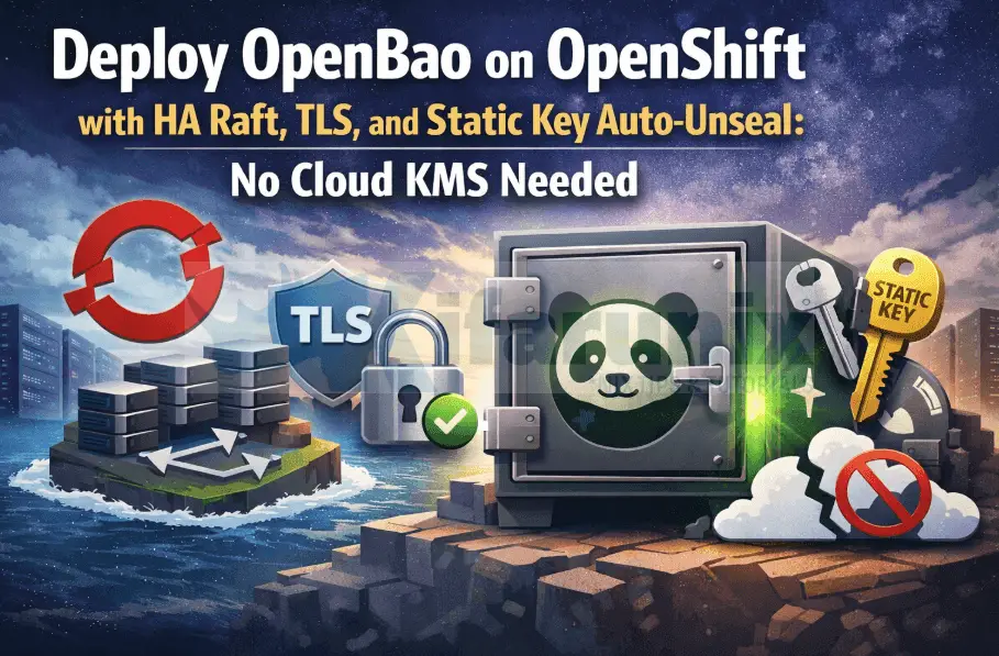 Deploy OpenBao on OpenShift with HA Raft, TLS, and Static Key Auto-Unseal: No Cloud KMS Needed 1 Deploy OpenBao on OpenShift with HA Raft, TLS, and Static Key Auto-Unseal: No Cloud KMS Needed