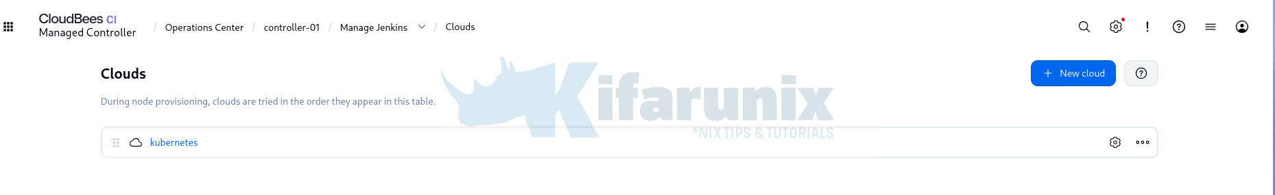 manage jenkins kubernetes cloud