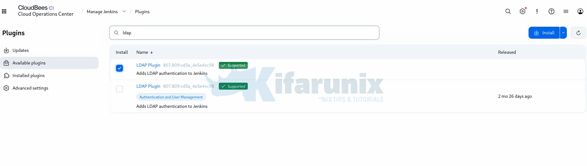 install cloudbees ci ldap plugin